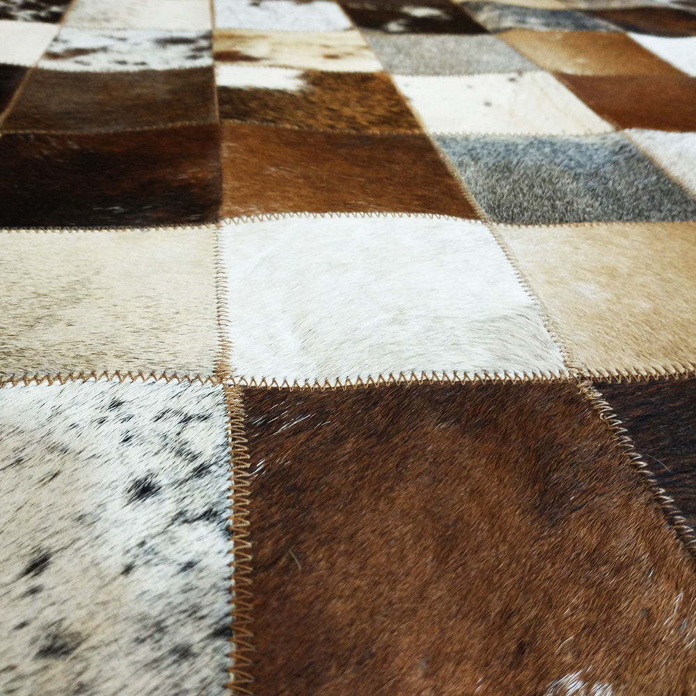 Luxusní kožený koberec patchwork - trikolor