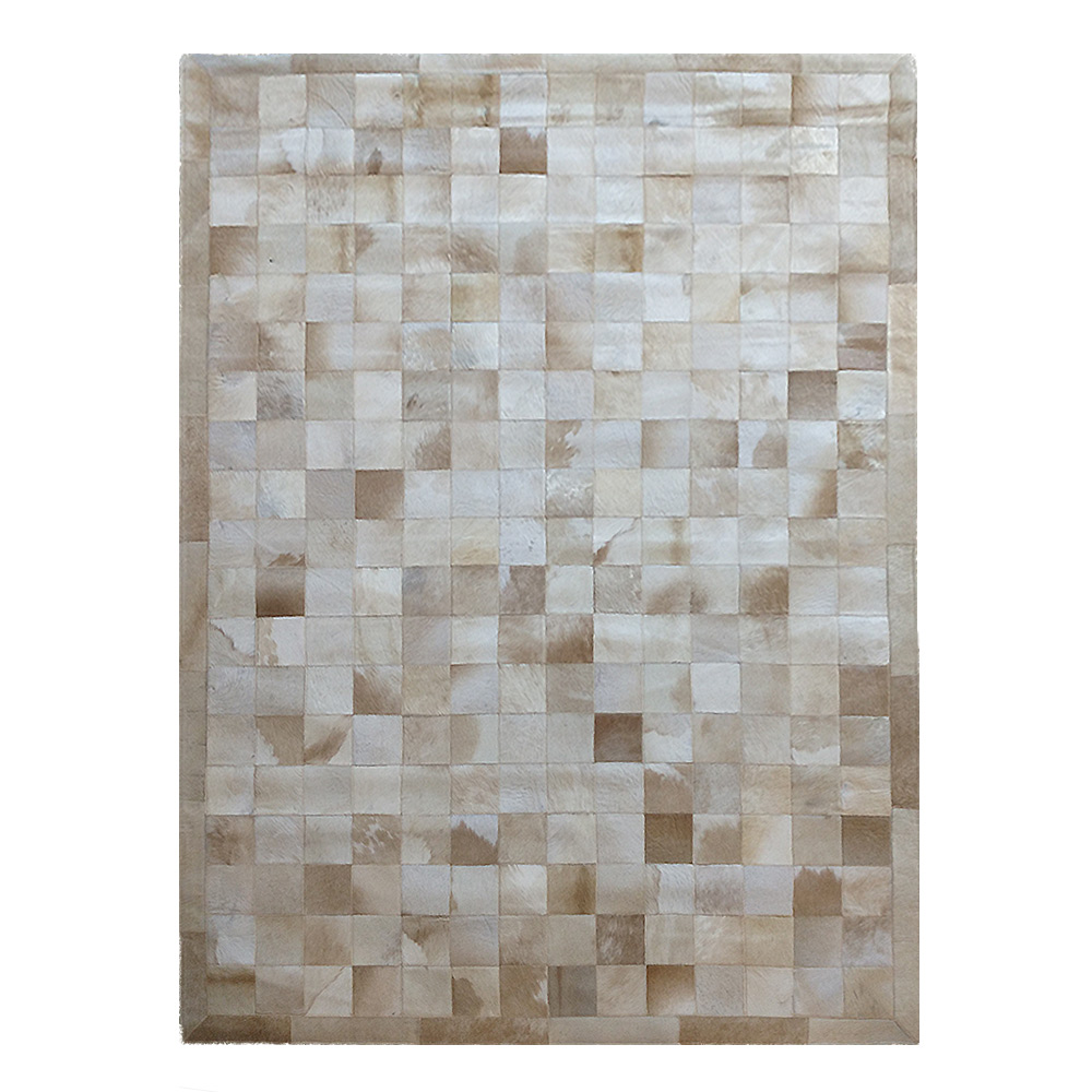 Luxusní kožený koberec patchwork - béžový