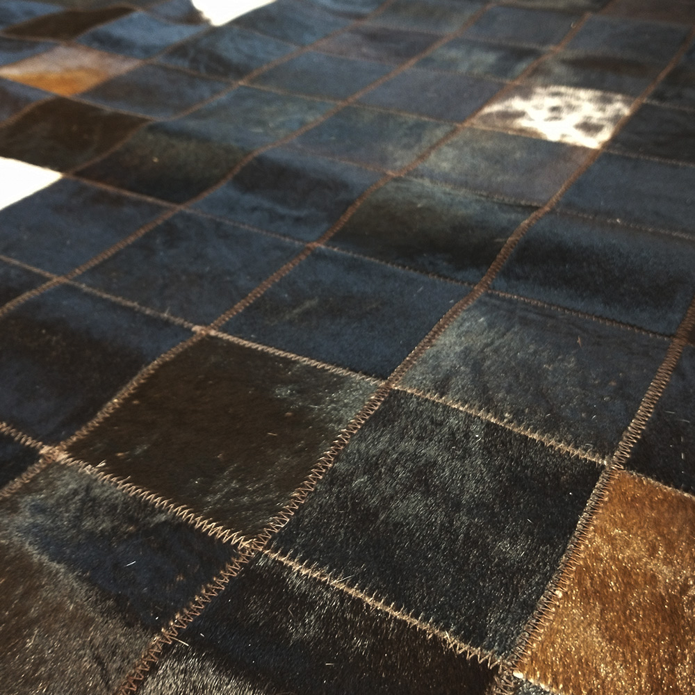 Luxusní kožený koberec patchwork - tmavý