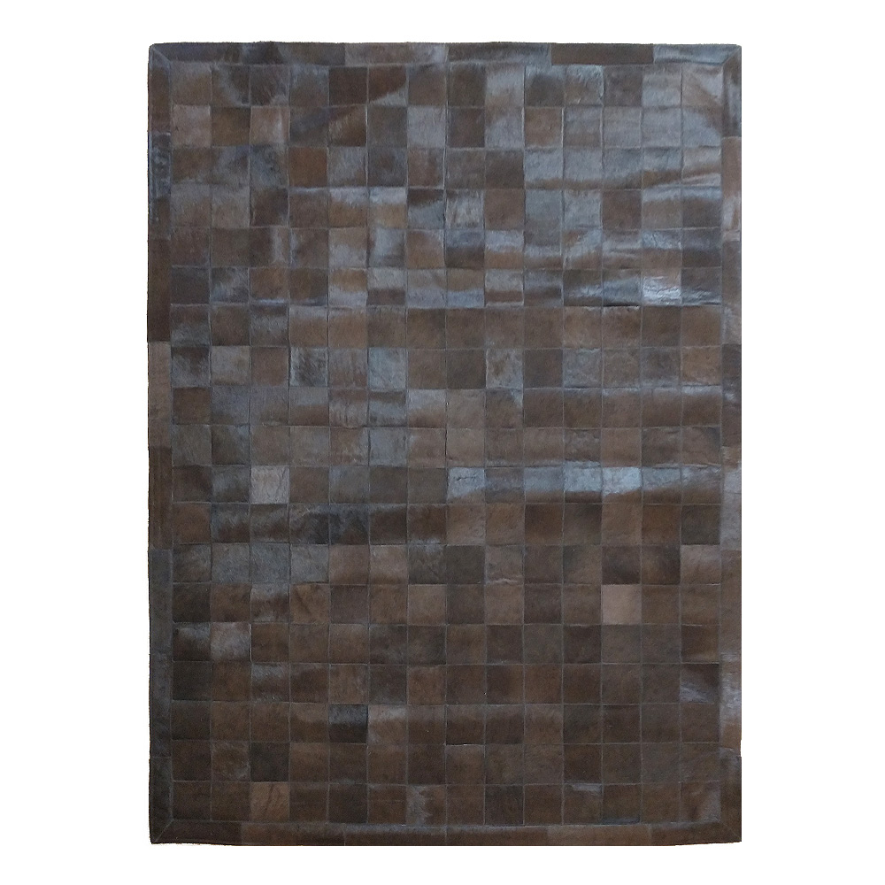 Luxusní kožený koberec patchwork - hnědý