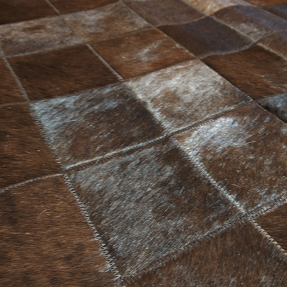Luxusní kožený koberec patchwork - hnědý