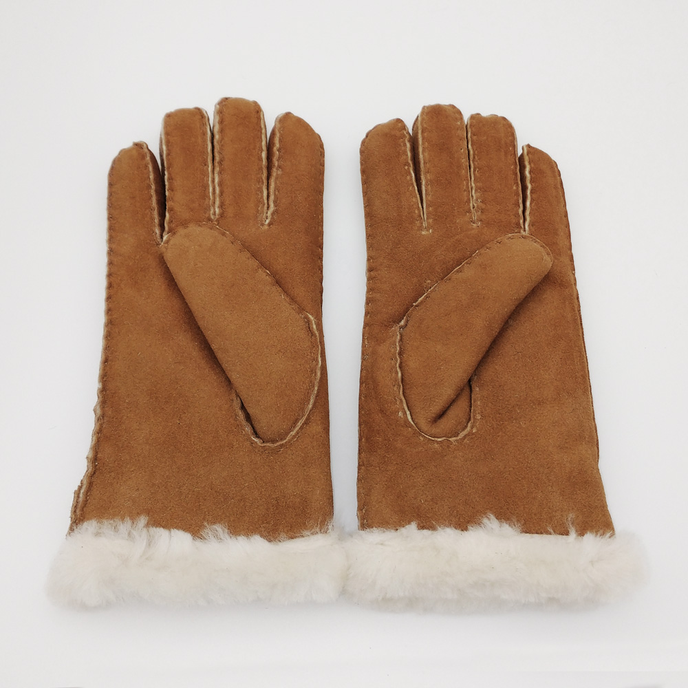 Dámské kožešinové rukavice – světle hnědé
