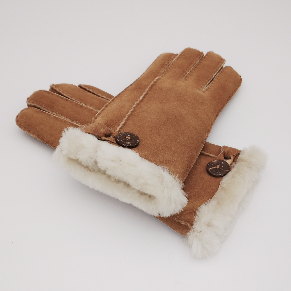Dámské kožešinové rukavice – světle hnědé