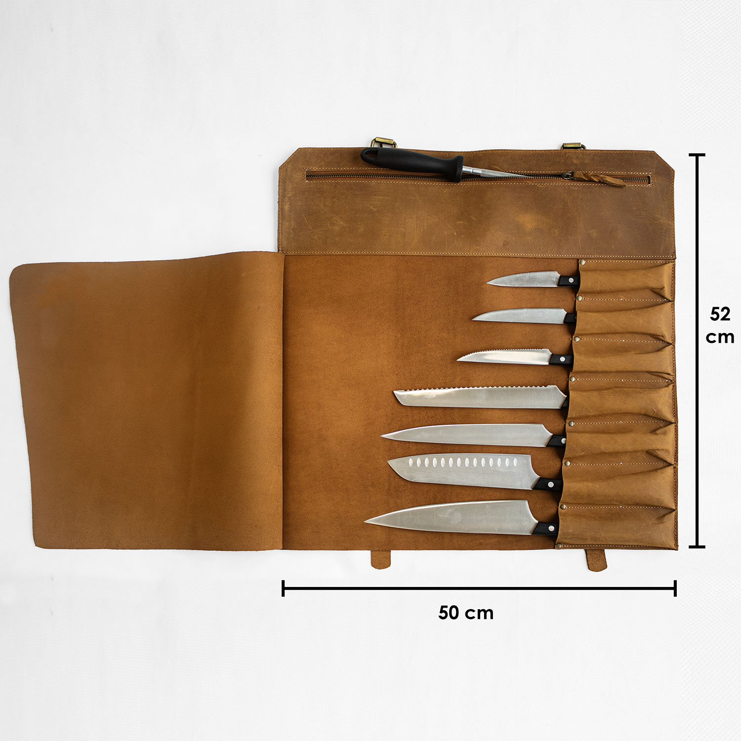 Kožené rolovacie puzdro na nože - Master