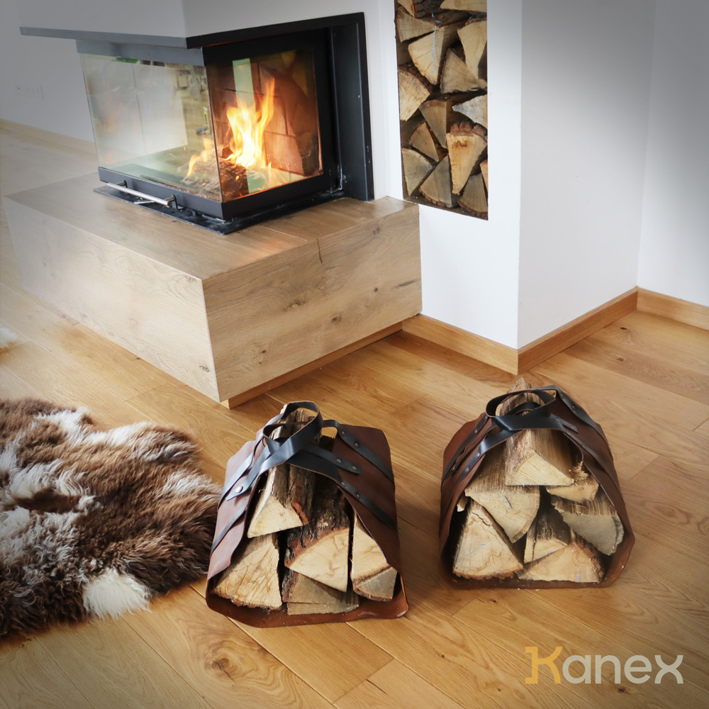 Kožený nosič / taška na dřevo - Simple