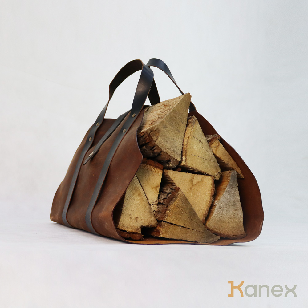 Kožený nosič / taška na dřevo - Simple