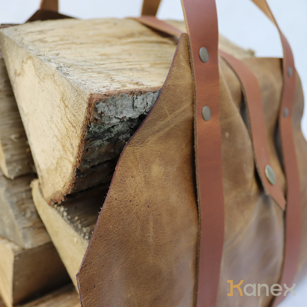 Kožený nosič / taška na dřevo - Simple